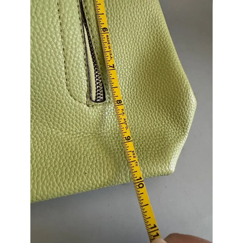 Nanette Lepore Green Shoulder Bag Tote Gold Hardware Front Zip Pocket Pastel